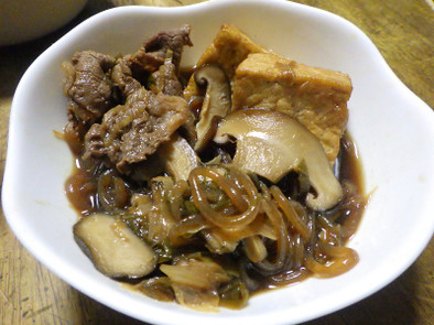 焼豆腐と牛肉のすき焼き風煮物の写真