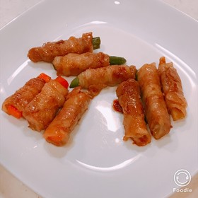お弁当にも、蓮根人参いんげんの豚肉巻き!