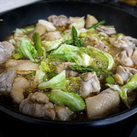 鶏もも肉と緑野菜の照り煮