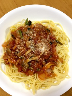 大人の給食ツナとしめじのトマトスパゲティ