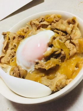 簡単豚丼、牛丼温泉卵乗せ☆