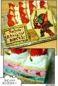 仮面ライダービルドスクエア型誕生日ケーキ