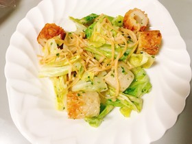 あと1品に!ちくわキャベツのマヨ磯部炒め