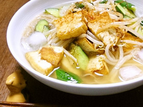 不思議食感♪きゅうりと厚揚げの冷麺
