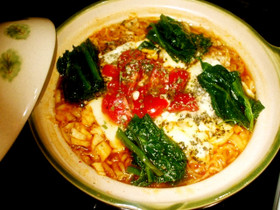 土鍋でイタリアン辛ラーメン