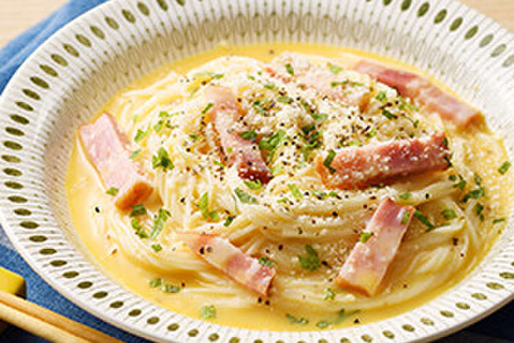 温玉カルボナーラ豆乳みそ素麺 レシピ 作り方 By マルコメレシピ クックパッド 簡単おいしいみんなのレシピが354万品