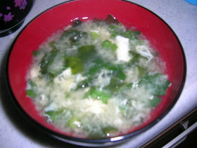 美味しくなった春菊の味噌汁