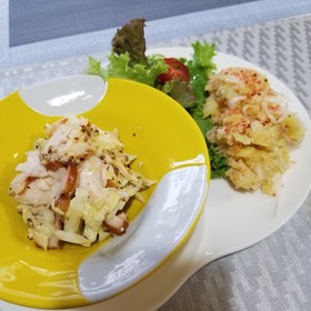 2種のサラダ☆チキン酢キャベとタラジャガ