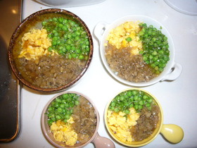鍋1つで出来る!!簡単あんかけ三色丼♪