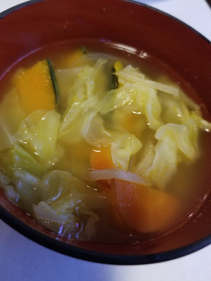 子供向き風邪対策野菜コンソメスープの画像