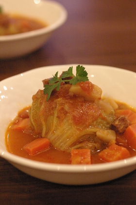ロール白菜inミネストローネ