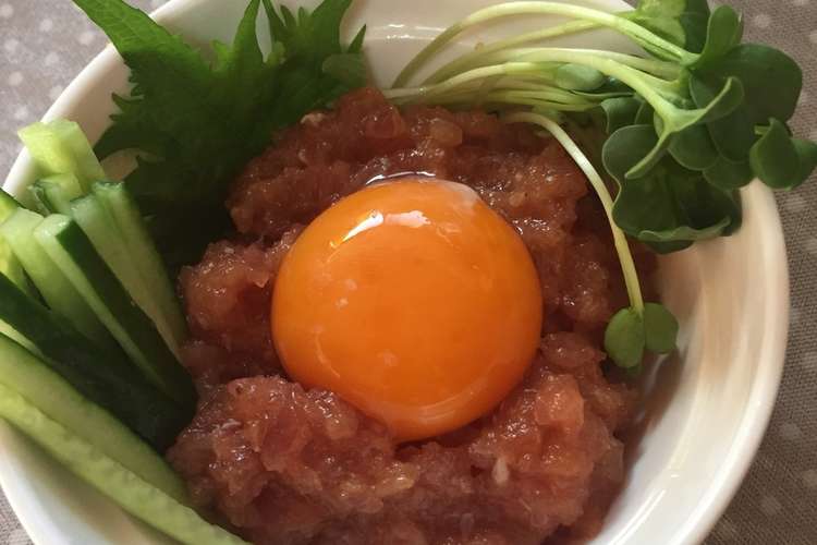 簡単美味 まぐろユッケ風 レシピ 作り方 By Rionaのおうち飯 クックパッド