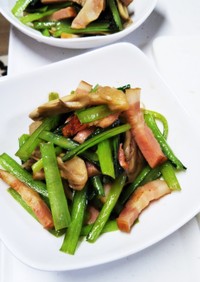 小松菜と舞茸とベーコンの簡単炒め