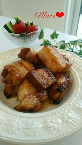 簡単オーブン豚バラブロックのスタミナ焼き