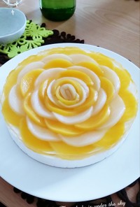 桃缶で❤️桃薔薇レアチーズケーキ