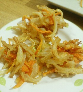新玉ねぎとニンジンのさっくりかき揚げ♪