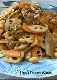 大豆と根菜のめっちゃ簡単煮