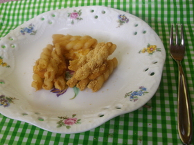 きな粉マカロニのクリームチーズサンド焼き