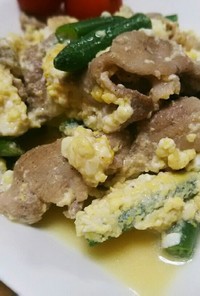 いんげんと豚肉の簡単豆腐チャンプル