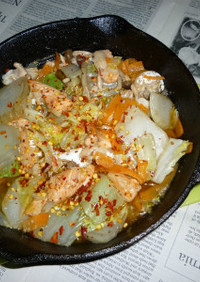サーモンのアラの焼き鮭＋きのこ野菜MIX