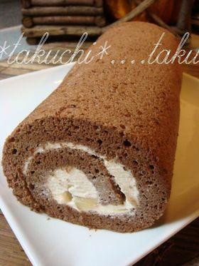 ふわふわ ココアバナナロールケーキ