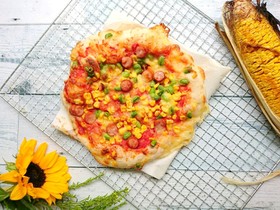 パパッとこねないピザ☆夏野菜