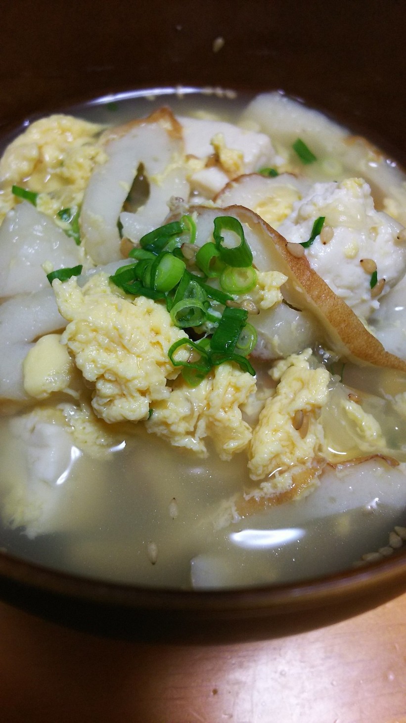 おっさんのちくわと豆腐の溶き卵スープの画像