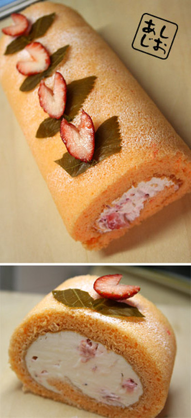 ひな祭りにも♪米粉de桜色のロールケーキの写真
