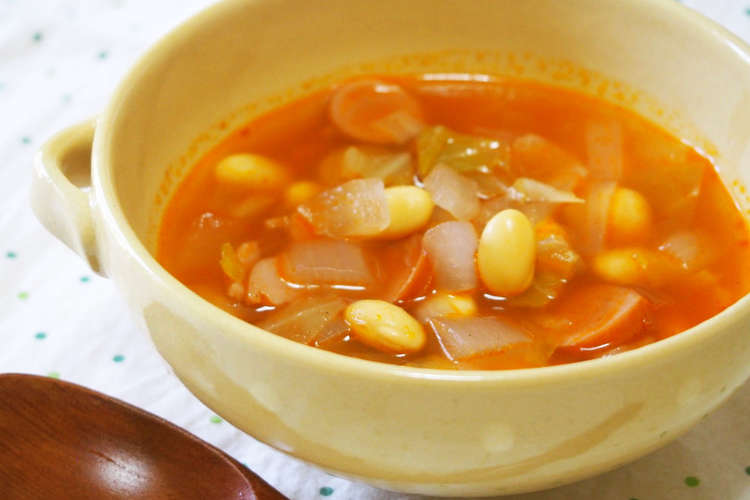 大豆とソーセージのケチャップスープ レシピ 作り方 By 京たまご クックパッド