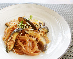 レンジで簡単☆なすと春雨のひき肉炒め