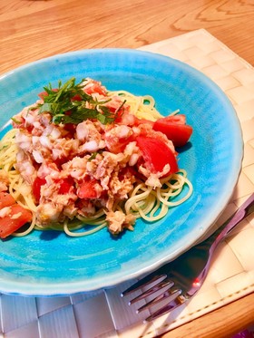 ツナとトマトの和風冷製パスタ