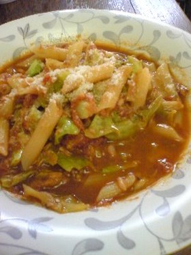 サバトマトソースでツナペンネ