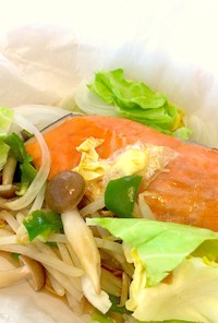 レンジ5分♫鮭と野菜ののつつみ焼き