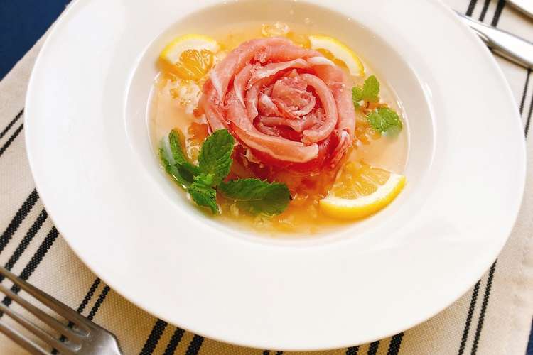 生ハムと桃 薔薇の花風 レシピ 作り方 By ふじたtmj クックパッド