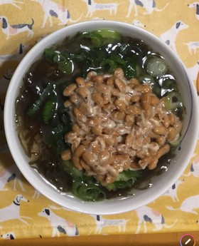 さっぱり!もずく酢と納豆の冷やし粥