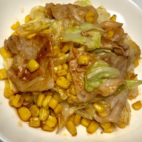 豚肉とコーンのピリ辛みそ炒め