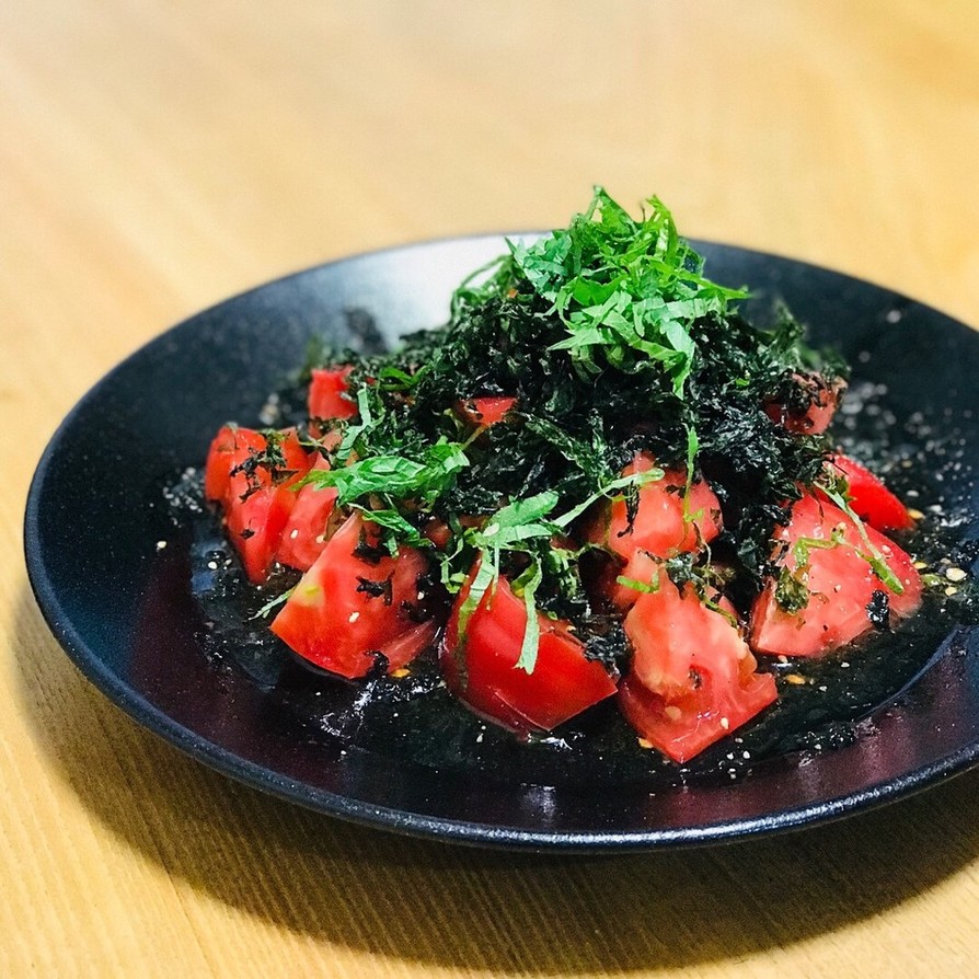 トマトとばら干し焼海苔の中華サラダの画像