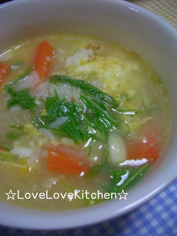 お野菜たっぷり♪玉子スープ雑炊の画像