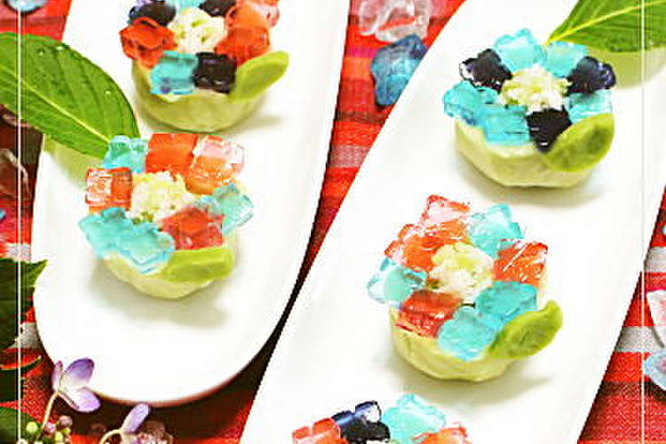 和菓子 あじさい 練り切り 錦玉かん レシピ 作り方 By チェリーまま４９ クックパッド 簡単おいしいみんなのレシピが368万品