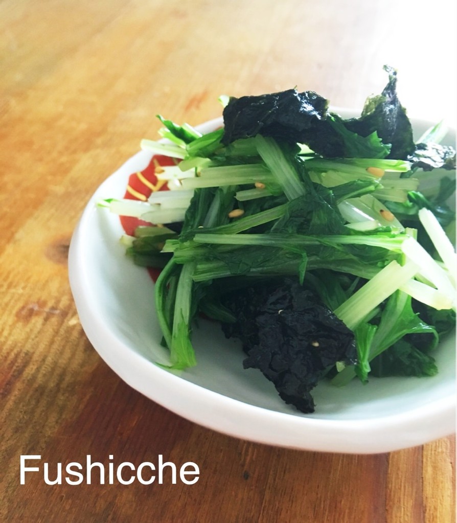節約副菜♡水菜と海苔和えの画像
