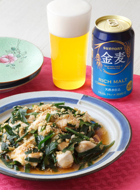 鶏むねとにらの中華レンジ蒸し