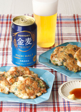 豆苗と長いもと豚ひきのお焼き