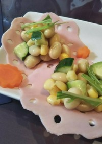ハムレースの豆サラダ