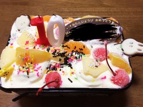 子供と手作り簡単誕生日アイスケーキ