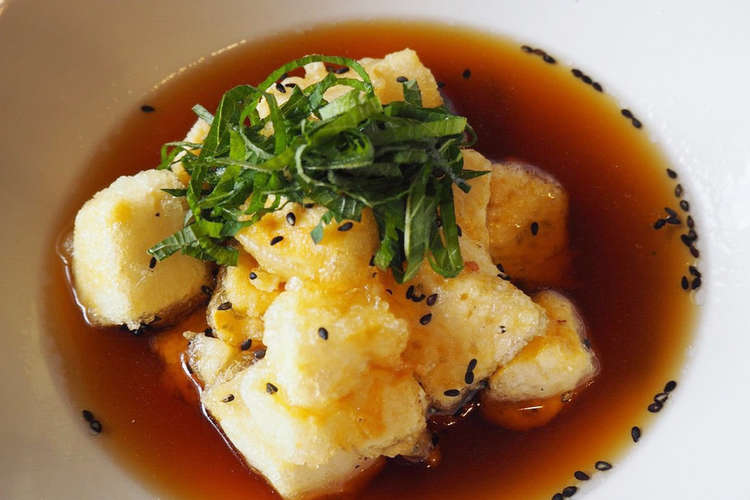 かき醤油仕立てのつゆで揚げ出し豆腐 レシピ 作り方 By アサムラサキ クックパッド 簡単おいしいみんなのレシピが352万品