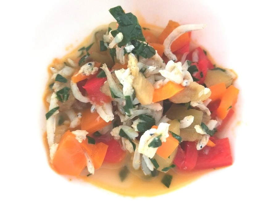離乳食:9ヶ月目:彩り野菜のしらす煮の画像