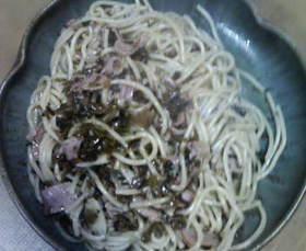 高菜の油いためでパスタd(*ゝ∀・*)b