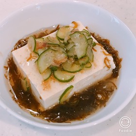 ダイエット朝食!豆腐もずく酢梅キュウリ!