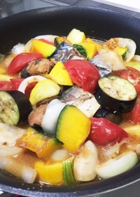 鯖缶と夏野菜の煮物