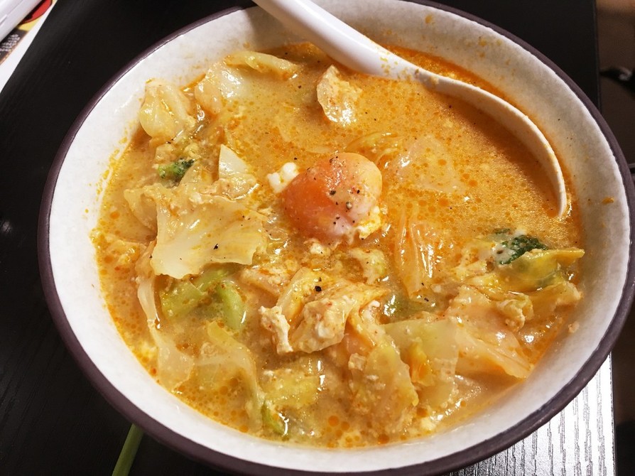 [ホットソースで]キムチ風野菜味噌スープの画像